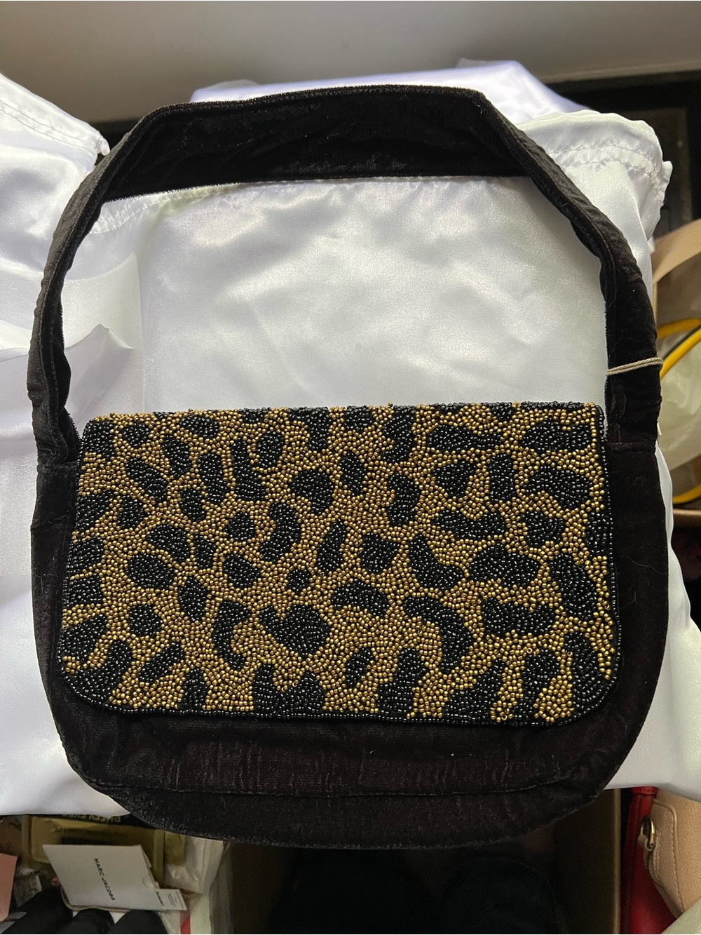 a new day Leopard Beaded Shoulder Bag - Black & Gold